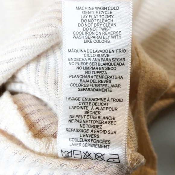 Simply Noelle Cream Striped V-Neck 3/4 Sleeve Tunic Top with Pockets Women's S/M - Picture 15 of 16